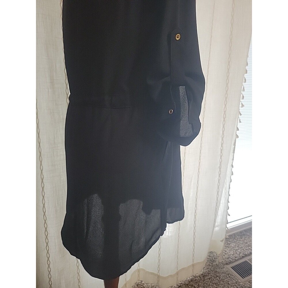 Haute Monde Lightweight Utility Style Dress Black Gold Hardware Pockets Medium - Picture 4 of 14